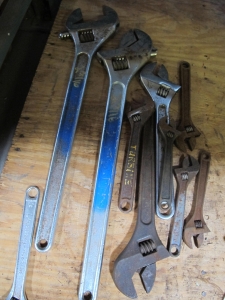MISC. CRESCENT WRENCHES. LARGE TO SMALL SIZES. LOADING & HANDLING FEE $5-4013